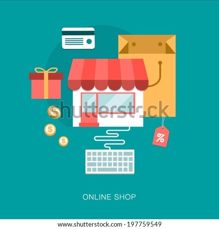 modern vector on line shop concept illustration