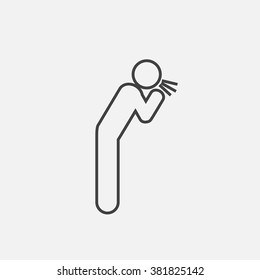 Modern vector outline icon of cough. person with cough outline icon. Outline icon of person with poor health. Poor health outline icon. 