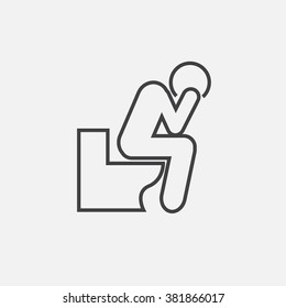 Modern Vector Outline Icon Of Diarrhea. Person With Diarrhea  Outline Icon. Outline Icon Of Person With Poor Health. Poor Health Outline Icon. 