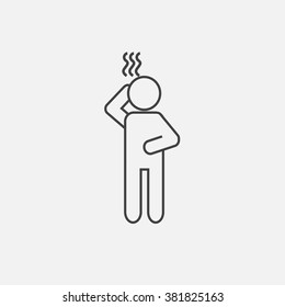 Modern Vector Outline Icon Of Fever. Person With Fever Outline Icon. Outline Icon Of Person With Poor Health. Poor Health Outline Icon. 