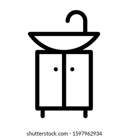 Modern vector outline icon of sink. Sink outline icon. Bathroom accessories icon. Bathroom furniture outline icons. Bathroom icons.