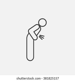 Modern Vector Outline Icon Of Stomachache. Person With Abdominal Pain Outline Icon. Outline Icon Of Person With Poor Health. Poor Health Outline Icon. 