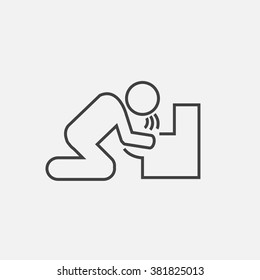 Modern Vector Outline Icon Of Vomiting. Person Threw Up Outline Icon. Outline Icon Of Person With Poor Health. Poor Health Outline Icon. 