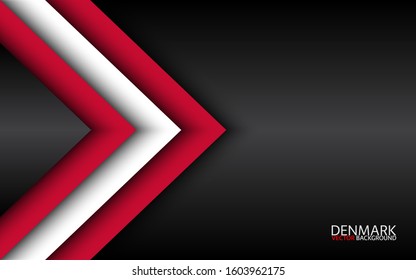 Modern vector overlayed arrows with Danish colors and grey free space for your text, overlayed sheets of paper in the look of the Danish flag, Made in Denmark, abstract widescreen background