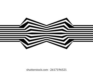 Modern vector pattern of black parallel lines on white background. Minimalistic design with optical effect. Symmetrical Striped Design Element. Vector background. Abstract bow