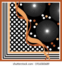 Modern vector pattern circular, polka dot, striped background.Vector patch for print, fabric, textile, scarf design.
