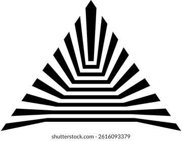 Modern vector pattern. A design element of parallel black lines converging to the center in a triangle. Abstract vector background. For logos, emblems, shields. labels
