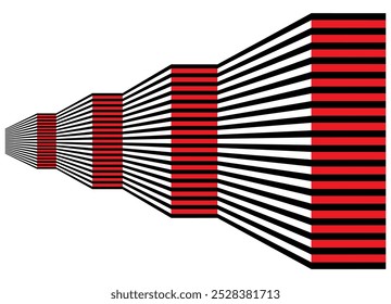 Modern vector pattern from lines. Striped two-color wall on a white background. Design element. degrees Vector background