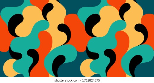 Modern vector pattern with multicolor curve shapes. Colorful abstract background.