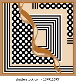 Modern vector pattern with polka dots, striped backgrounds..Vector patch for print, fabric, scarf design.