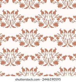 Modern vector pattern with pretty floral drawing motifs . Decorative seamless botanical background with gender neutral spring flowers. Natural stylish for fabric, interior wallpaper surface design.
