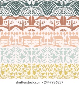 Modern vector pattern with pretty floral drawing motifs . Decorative seamless botanical background with gender neutral spring flowers. Natural stylish for fabric, interior wallpaper surface design.