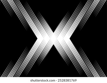 Modern vector pattern in the shape of the letter X. Striped design element. Vector background. The rays