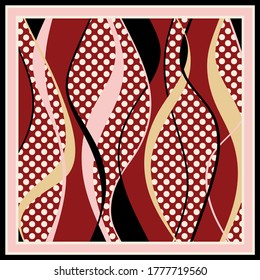 Modern vector pattern with striped, polka dots backgrounds..Vector patch for print,fabric,scarf design.