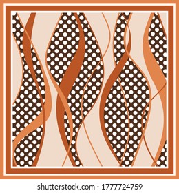 Modern vector pattern with striped, polka dots backgrounds..Vector patch for print,fabric,scarf design.