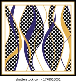 Modern vector pattern with striped, polka dots backgrounds..Vector patch for print,fabric,scarf design.