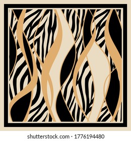 Modern vector pattern with striped, zebra backgrounds..Vector patch for print,fabric,scarf design.