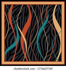 Modern vector pattern with striped, zebra backgrounds..Vector patch for print,fabric,scarf design.