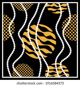 Modern vector pattern with wavy, polka dot spheres background.Vector patch for print, fabric, scarf design.