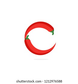 Modern Vector Pepper Logo Letter C. C Red Chili Pepper Letter Design Vector