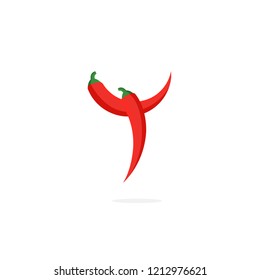 Modern Vector Pepper Logo Letter Y. Y Red Chili Pepper Letter Design Vector