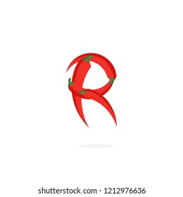 Modern Vector Pepper Logo Letter R. R Red Chili Pepper Letter Design Vector