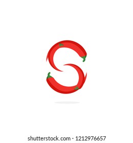 Modern Vector Pepper Logo Letter S. S Red Chili Pepper Letter Design Vector