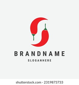 Modern Vector Pepper Logo Letter S. S Red Chili Pepper Letter Design 