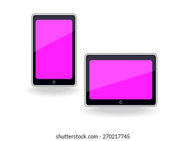 modern vector phone and tablet models isolated on white background
