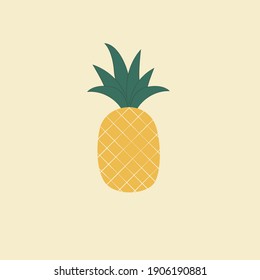 Modern vector pineapple illustration. Pineapple icon. Pineapple logo on isolated background. Flat design style.