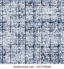Modern vector  plaid check pattern. Checkered fabric print in shades of blue, indigo, navy and white. Seamless texture.