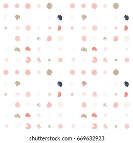 
Modern Vector Polka Dot Seamless Pattern. Soft pastel colors confetti circles with worn out texture on white background.