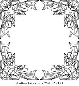 Modern vector polygonal ornament frame, crystal inspired abstract decorative border