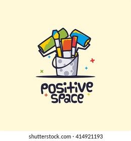 Modern vector positive space sign logo for a artist