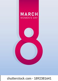 Modern vector postcard for 8 March. International Women's Day. Number 8 in an unusual shape. Can be used in brochures, advertisements, banners. EPS 10.