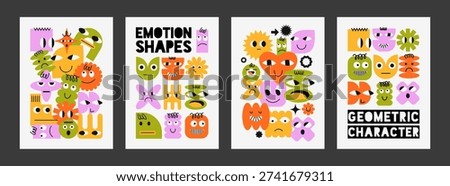 Modern vector poster collection abstract character faces and bold geometric compositions. For contemporary posters, wall art, branding, social media and graphic design projects.