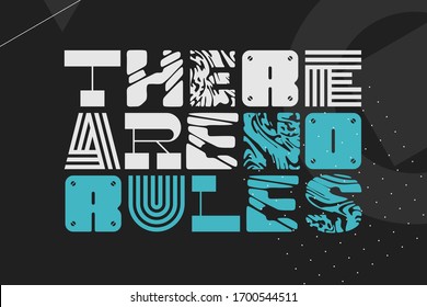 Afiche vectorial moderno con texto inspirador que dice "No hay reglas"
