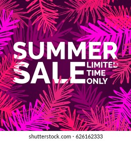 Modern vector poster summer sale for a limited time only. Illustration for poster, advertising, marketing