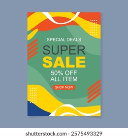 Modern vector poster template with dynamic shapes and bold typography