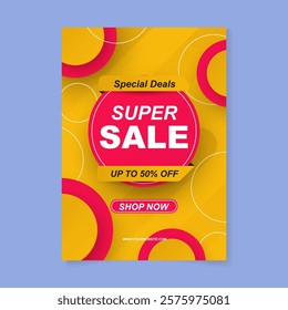 Modern vector poster template with dynamic shapes and bold typography