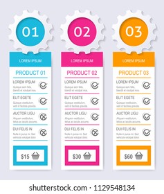 Modern vector product pricing comparison table with description