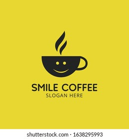 Modern vector professional sign logo Smile coffee