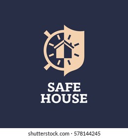 Modern vector professional sign logo safe house