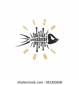 Modern vector professional sign logo fish bone 