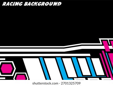 Modern vector racing background, basic 3D concept of lines and boxes with white and blue.