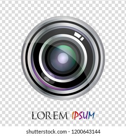 Modern vector realistic flat lens logo design isolated. Vector illustration