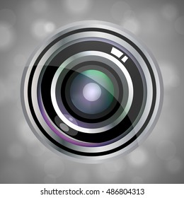 Modern vector realistic lens design on grey abstract background. Vector illustration