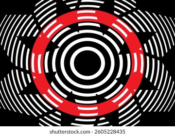 Modern vector red and black 
 pattern Abstract striped flower. Vector background for covers, postcards, packaging