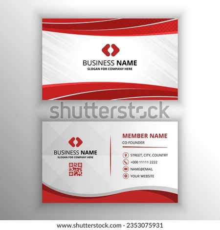 Modern Vector Red and White Curved Business Card Template, can be used for business designs, presentation designs or any suitable designs.
