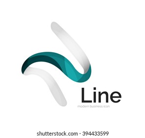 Modern vector ribbon logo, multicolored curve line with transparent elements. Business swirl icon